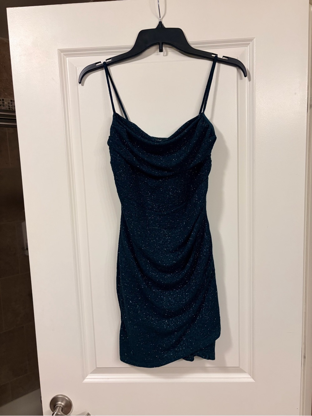 Windsor Sparkle Forest Green Spaghetti Strap Dress - Size S